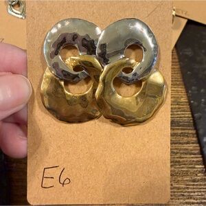 Silver and Gold Hammered Earrings